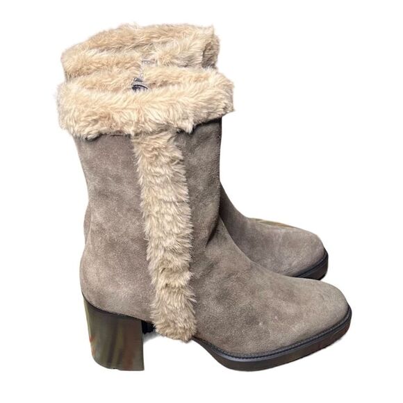 Aquatalia Brown Suede Shearling Boot Made in Italy NWOB Size 8 1/2 - Picture 5 of 8